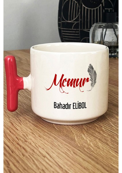 Kişiye Özel Memur Kupa Bardak T Kulplu Pembe
