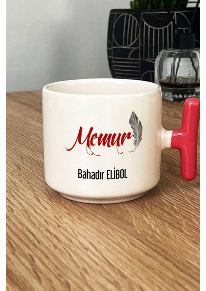 Kişiye Özel Memur Kupa Bardak T Kulplu Pembe
