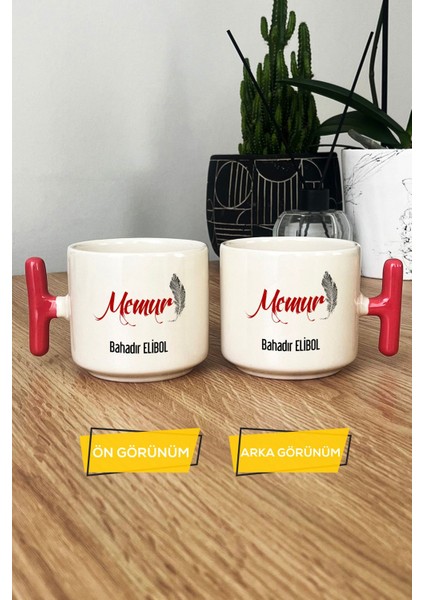 Kişiye Özel Memur Kupa Bardak T Kulplu Pembe