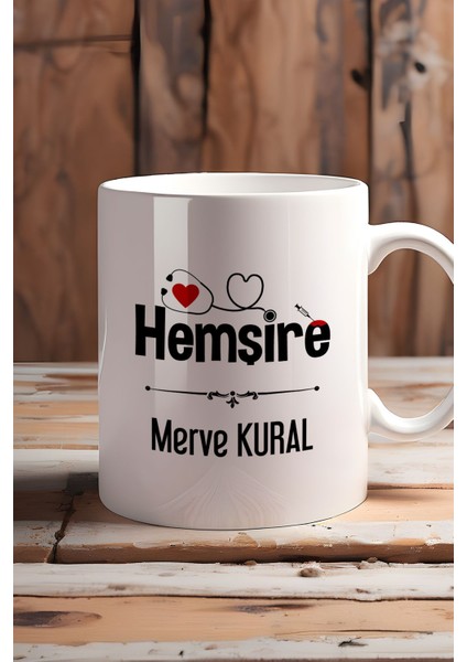 Kişiye Özel Hemşire Kupa Bardak Beyaz Isme Özel Tıp Bayramı Hediyesi