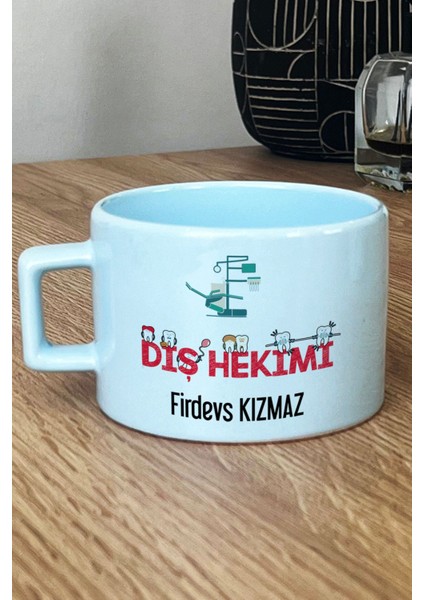 Kişiye Özel Diş Hekimi Pastel Fincan Mavi Diş Hekimleri Günü Hediyesi