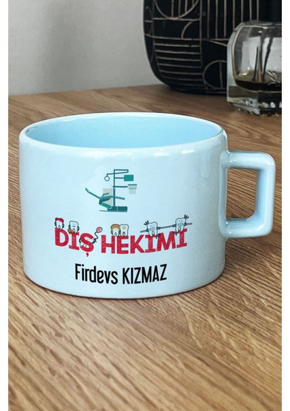 Kişiye Özel Diş Hekimi Pastel Fincan Mavi Diş Hekimleri Günü Hediyesi