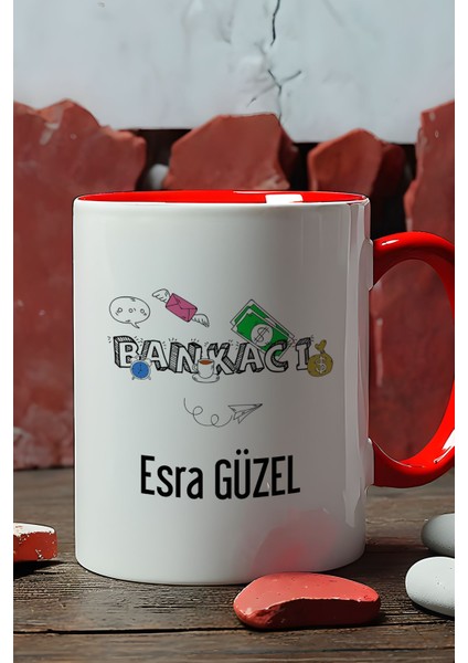 Kişiye Özel Bankacı Kupa Bardak Kırmızı Bankacılar Günü Hediyesi fiyatları