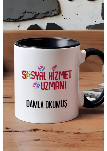 Kişiye Özel Sosyal Hizmet Uzmanı Kupa Bardak Siyah