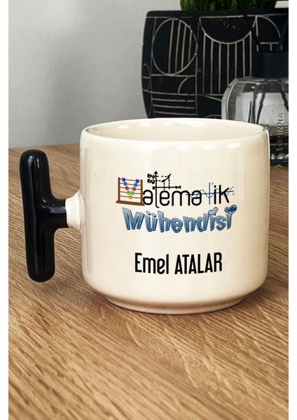 Kişiye Özel Matematik Mühendisi Kupa Bardak T Kulplu Siyah Mühendisler Günü Hediyesi