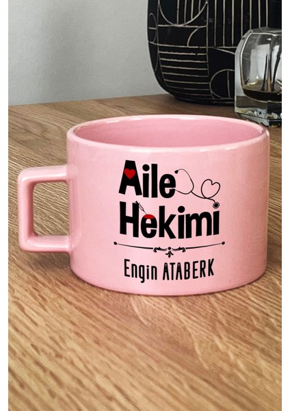 Kişiye Özel Aile Hekimi Doktor Pastel Fincan Pembe Tıp Bayramı Hediyesi