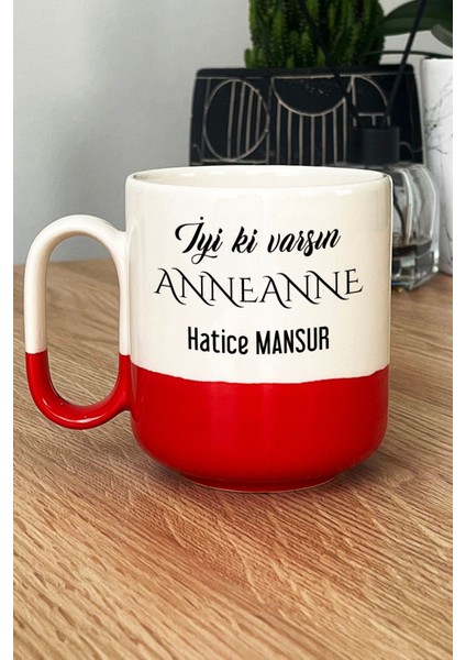 Kişiye Özel Iyi Ki Varsın Anneanne Pro Kupa Bardak Kırmızı Anneler Günü Hediyesi