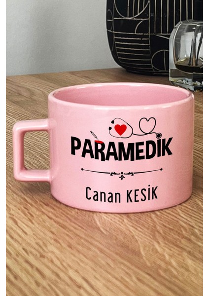 Kişiye Özel Paramedik -2- Pastel Fincan Pembe Att Tıp Bayramı Hediyesi
