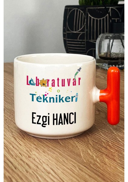 Kişiye Özel Laboratuvar Teknikeri Kupa Bardak T Kulplu Turuncu Tıp Bayramı Hediyeleri