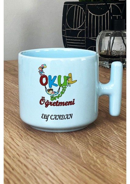 Kişiye Özel Okul Öncesi Öğretmeni -2- Pastel T Kulplu Kupa Bardak Mavi fiyatları