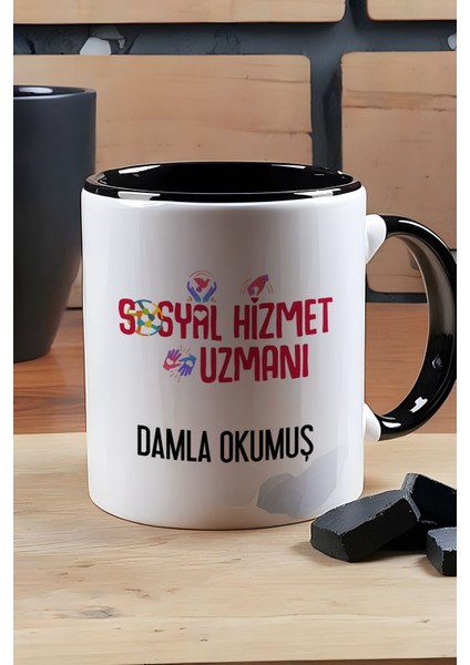 Kişiye Özel Sosyal Hizmet Uzmanı Kupa Bardak Siyah