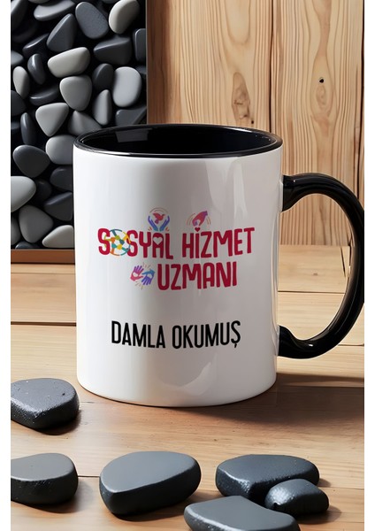 Kişiye Özel Sosyal Hizmet Uzmanı Kupa Bardak Siyah