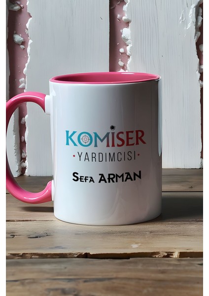 Kişiye Özel Komiser Yardımcısı Kupa Bardak Pembe Polisler Günü Hediyesi