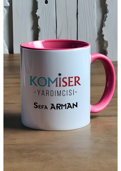 Kişiye Özel Komiser Yardımcısı Kupa Bardak Pembe Polisler Günü Hediyesi