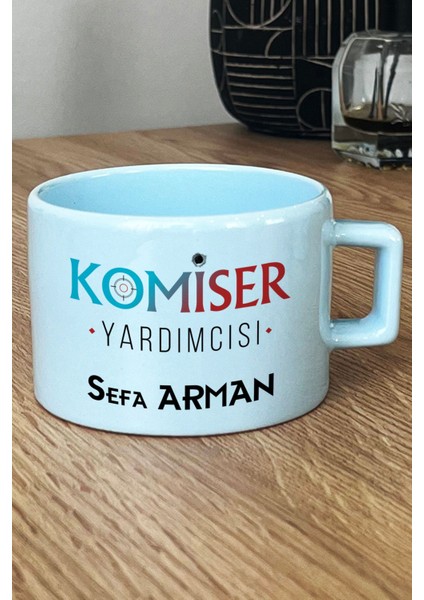 Kişiye Özel Komiser Yardımcısı Pastel Fincan Mavi Polisler Günü Hediyesi fiyatları