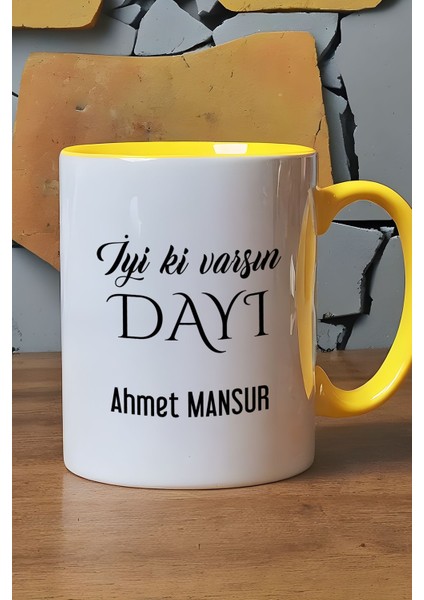 Kişiye Özel Iyi Ki Varsın Dayı Kupa Bardak Sarı Doğum Günü Hediyesi fırsatları