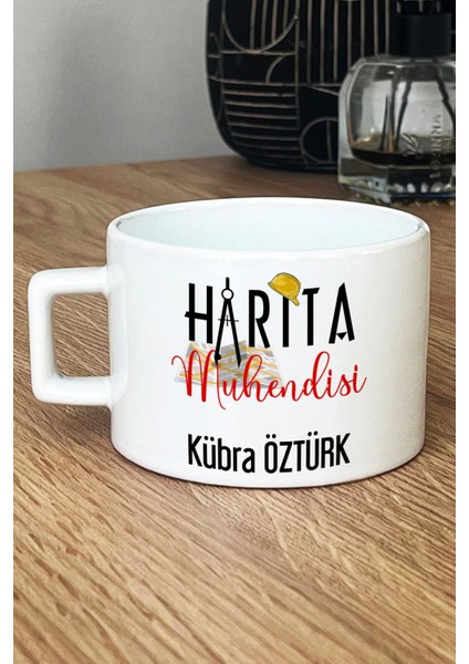Kişiye Özel Harita Mühendisi Lüks Fincan Beyaz Mühendisler Günü Hediyesi