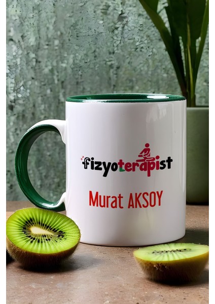 Kişiye Özel Fizyoterapist Kupa Bardak Yeşil Isme Özel Tıp Bayramı Hediyeleri