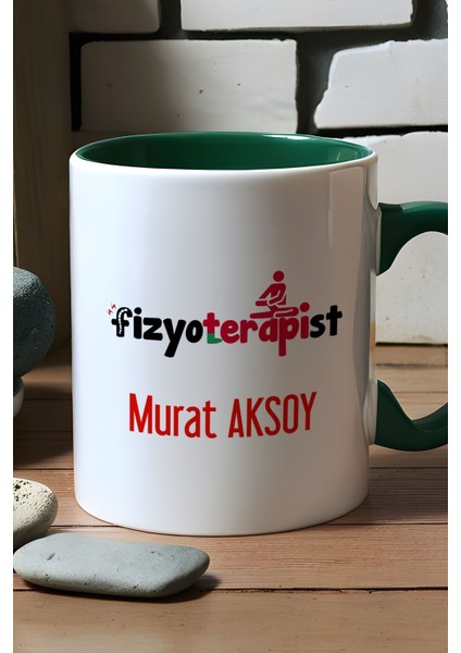 Kişiye Özel Fizyoterapist Kupa Bardak Yeşil Isme Özel Tıp Bayramı Hediyeleri