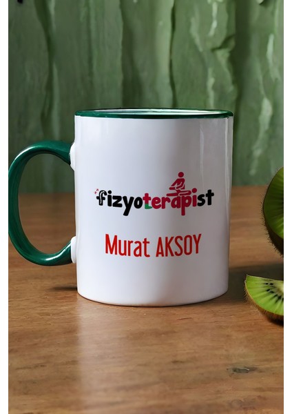 Kişiye Özel Fizyoterapist Kupa Bardak Yeşil Isme Özel Tıp Bayramı Hediyeleri