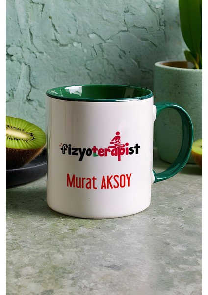 Kişiye Özel Fizyoterapist Kupa Bardak Yeşil Isme Özel Tıp Bayramı Hediyeleri