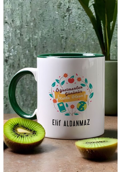 Kişiye Özel Öğretmenler Günü Hediyesi Kupa Bardak Yeşil