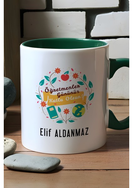 Kişiye Özel Öğretmenler Günü Hediyesi Kupa Bardak Yeşil fiyatları
