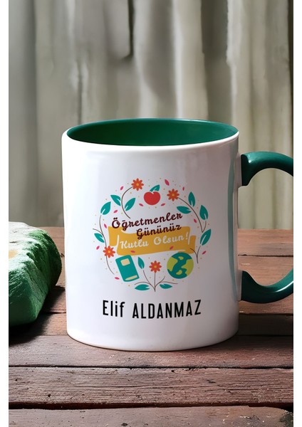 Kişiye Özel Öğretmenler Günü Hediyesi Kupa Bardak Yeşil fırsatları