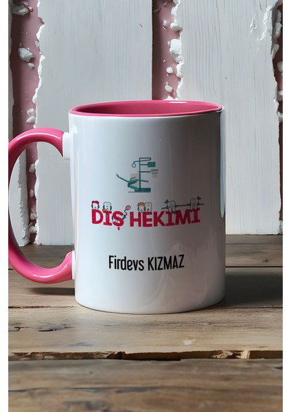 Kişiye Özel Diş Hekimi Kupa Bardak Pembe Diş Hekimleri Günü Hediyesi