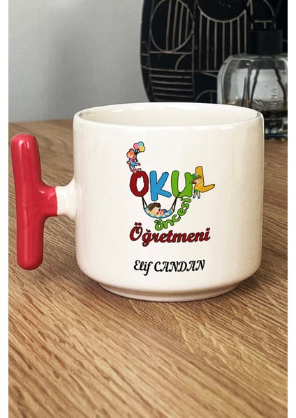 Kişiye Özel Okul Öncesi Öğretmeni -2- Kupa Bardak T Kulplu Pembe