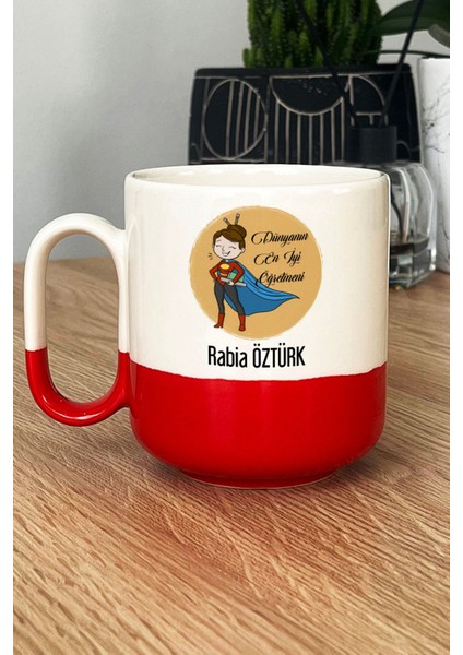 Kişiye Özel Kadın Öğretmenler Günü Hediyesi Pro Kupa Bardak Kırmızı