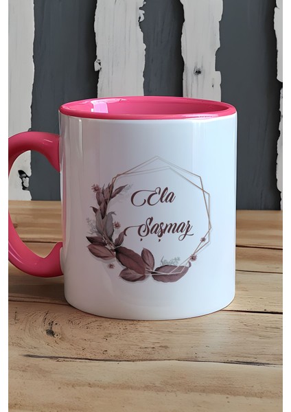 Kişiye Özel Çiçek Tasarımlı Isme Özel Kupa Bardak Pembe Isim Soyisim Yazılı indirimleri