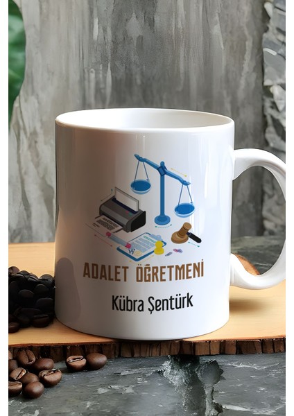 Kişiye Özel Adalet Öğretmeni Kupa Bardak Beyaz Öğretmenler Günü Hediyesi fiyatları