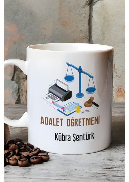Kişiye Özel Adalet Öğretmeni Kupa Bardak Beyaz Öğretmenler Günü Hediyesi fırsatları