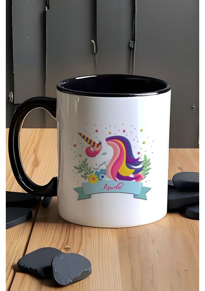 Kişiye Özel Unicorn Kupa Bardak Siyah Kız Çocuğa Hediye fırsatları