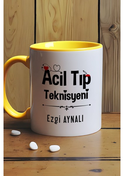 Kişiye Özel Acil Tıp Teknisyeni Kupa Bardak Sarı Att Tıp Bayramı Hediyesi