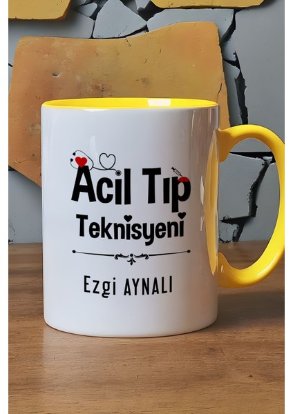 Kişiye Özel Acil Tıp Teknisyeni Kupa Bardak Sarı Att Tıp Bayramı Hediyesi
