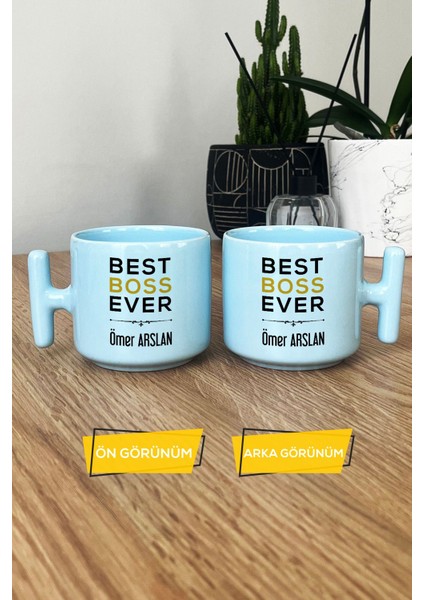 Kişiye Özel Best Boss Ever Pastel T Kulplu Kupa Bardak Mavi Patrona Doğum Günü Hediyesi modelleri