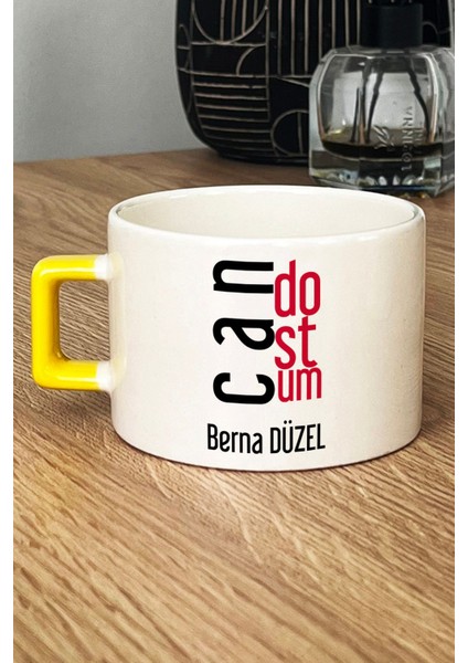 Kişiye Özel Canım Kankam Lüks Fincan Sarı Arkadaşa Hediye