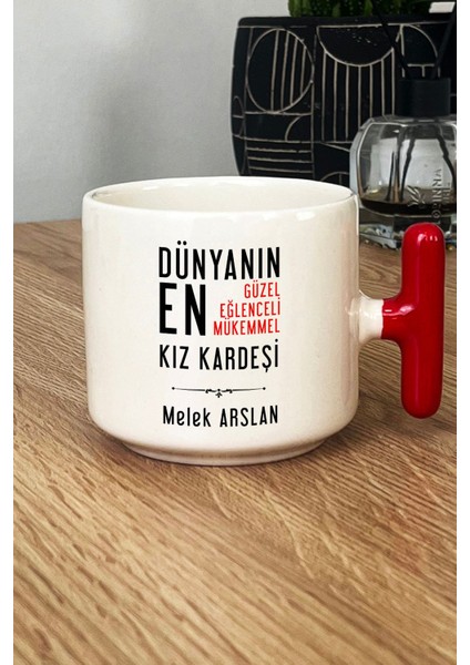 Kişiye Özel Kız Kardeş Kupa Bardak T Kulplu Kırmızı Kız Kardeşe Doğum Günü Hediyesi fiyatları