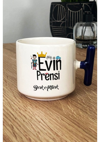 Kişiye Özel Evin Prensi Kupa Bardak T Kulplu Lacivert Erkek Çocuğa Hediye fiyatları