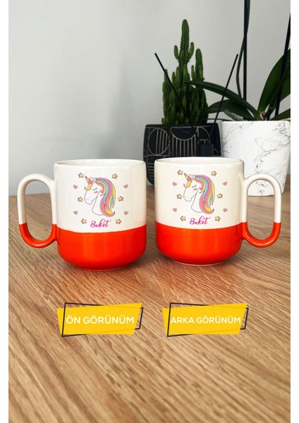 Kişiye Özel Unicorn Pro Kupa Bardak Turuncu Kız Çocuğa Doğum Günü Hediyesi modelleri