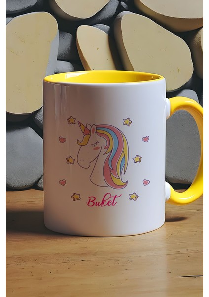 Kişiye Özel Unicorn Kupa Bardak Sarı Kız Çocuğa Doğum Günü Hediyesi fiyatları