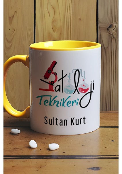 Kişiye Özel Patoloji Teknikeri Kupa Bardak Sarı Isme Özel Tıp Bayramı Hediyeleri