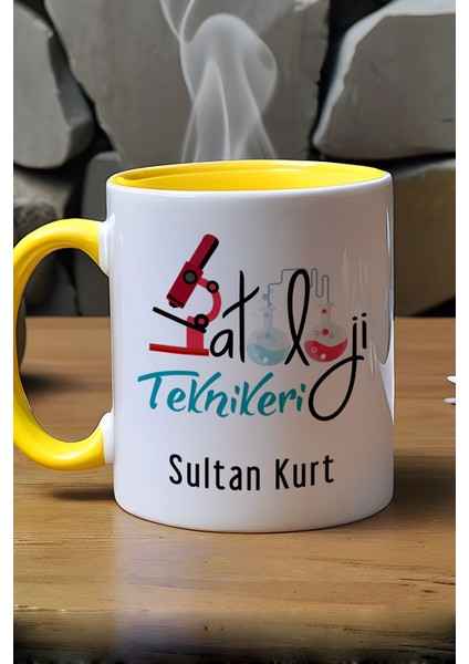 Kişiye Özel Patoloji Teknikeri Kupa Bardak Sarı Isme Özel Tıp Bayramı Hediyeleri
