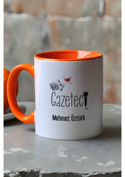 Kişiye Özel Gazeteci Kupa Bardak Turuncu Gazeteciler Günü Hediyesi fırsatları