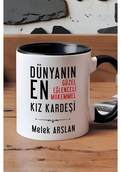 Kişiye Özel Kız Kardeş Kupa Bardak Siyah Kız Kardeşe Doğum Günü Hediyesi