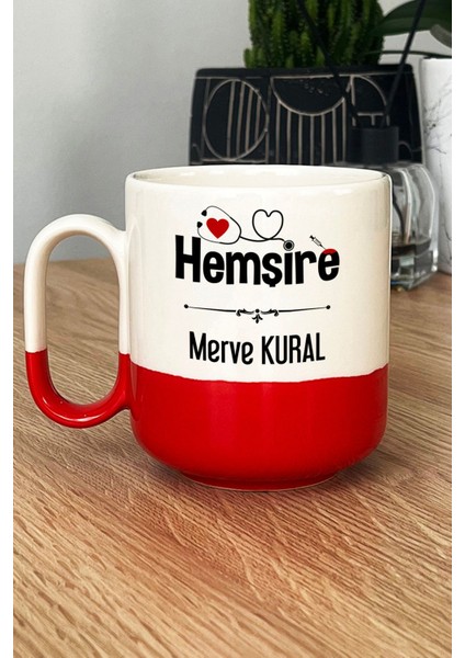 Kişiye Özel Hemşire Pro Kupa Bardak Kırmızı Isme Özel Tıp Bayramı Hediyesi