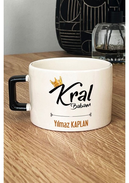 Kişiye Özel Kral Babam Lüks Fincan Siyah Babaya Doğum Günü Hediyesi