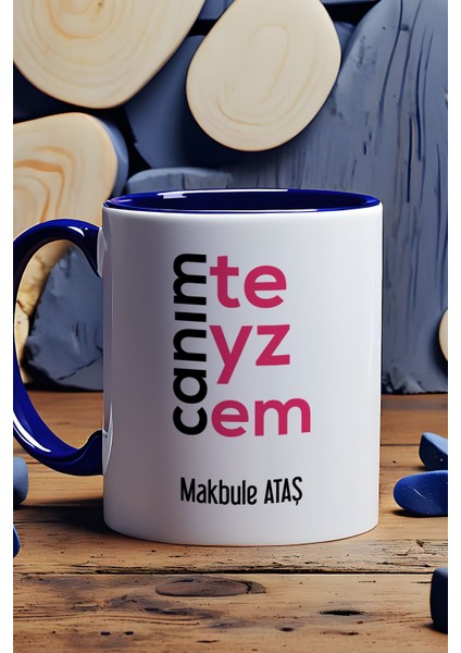 Kişiye Özel Canım Teyzem Kupa Bardak Lacivert Teyzeye Anneler Günü Hediyesi